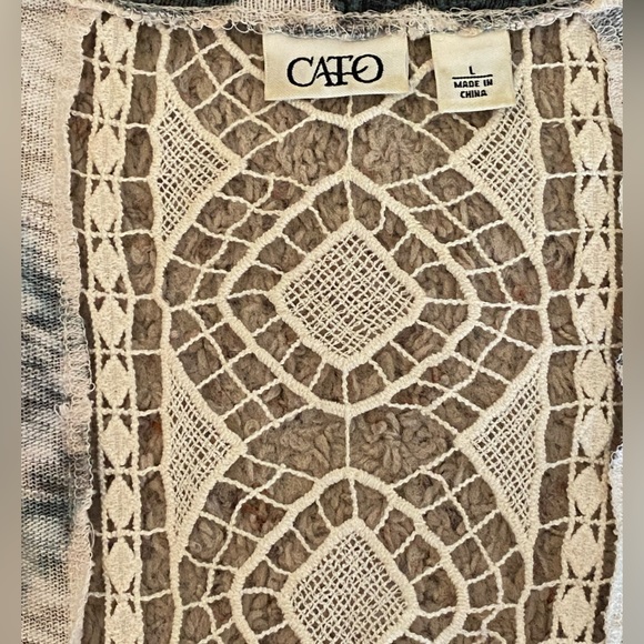 CATO - Boho tribal print cardigan / shawl / kimono with lace detail - Picture 5 of 5